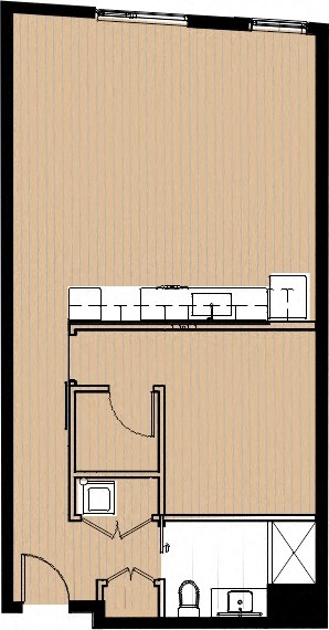 Floor plan for 1 bed, 1 bath